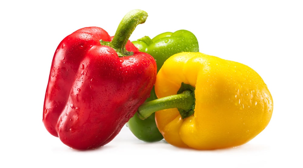 Red, yellow and green bell peppers