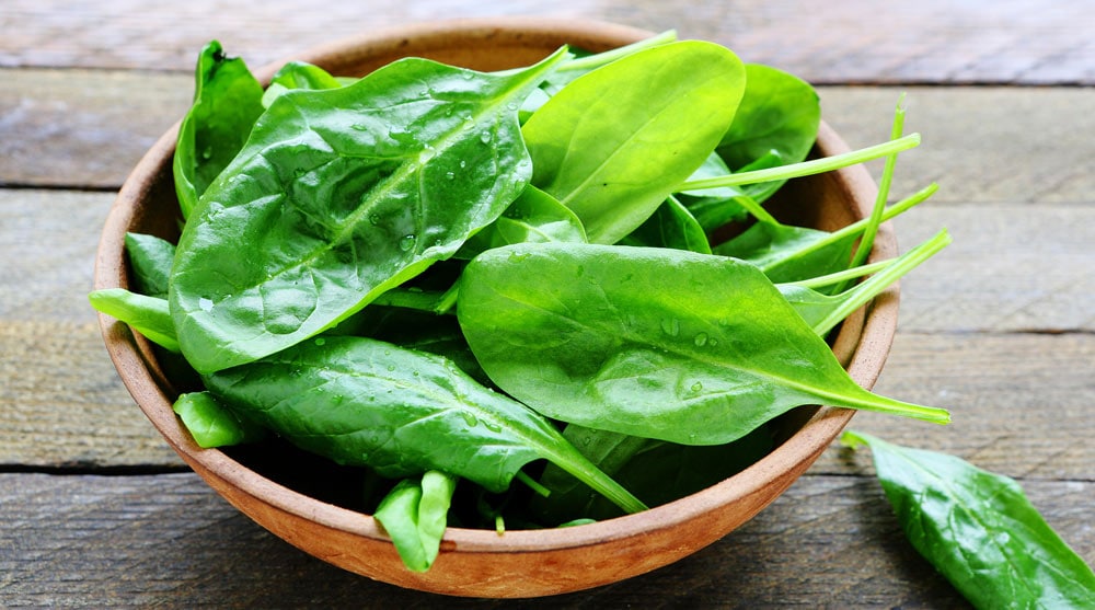 a bowl of spinach leaves